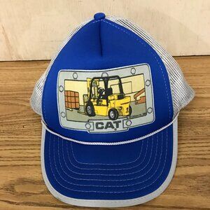 Vintage CAT Caterpillar Tractor Trucker Hat Cap‎ Rope Accent 1988 Snap Back
